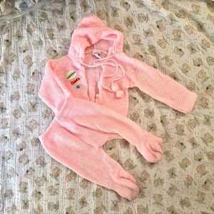 HopScotch | Cozy Pink Knit Baby Two Piece Set — Vintage